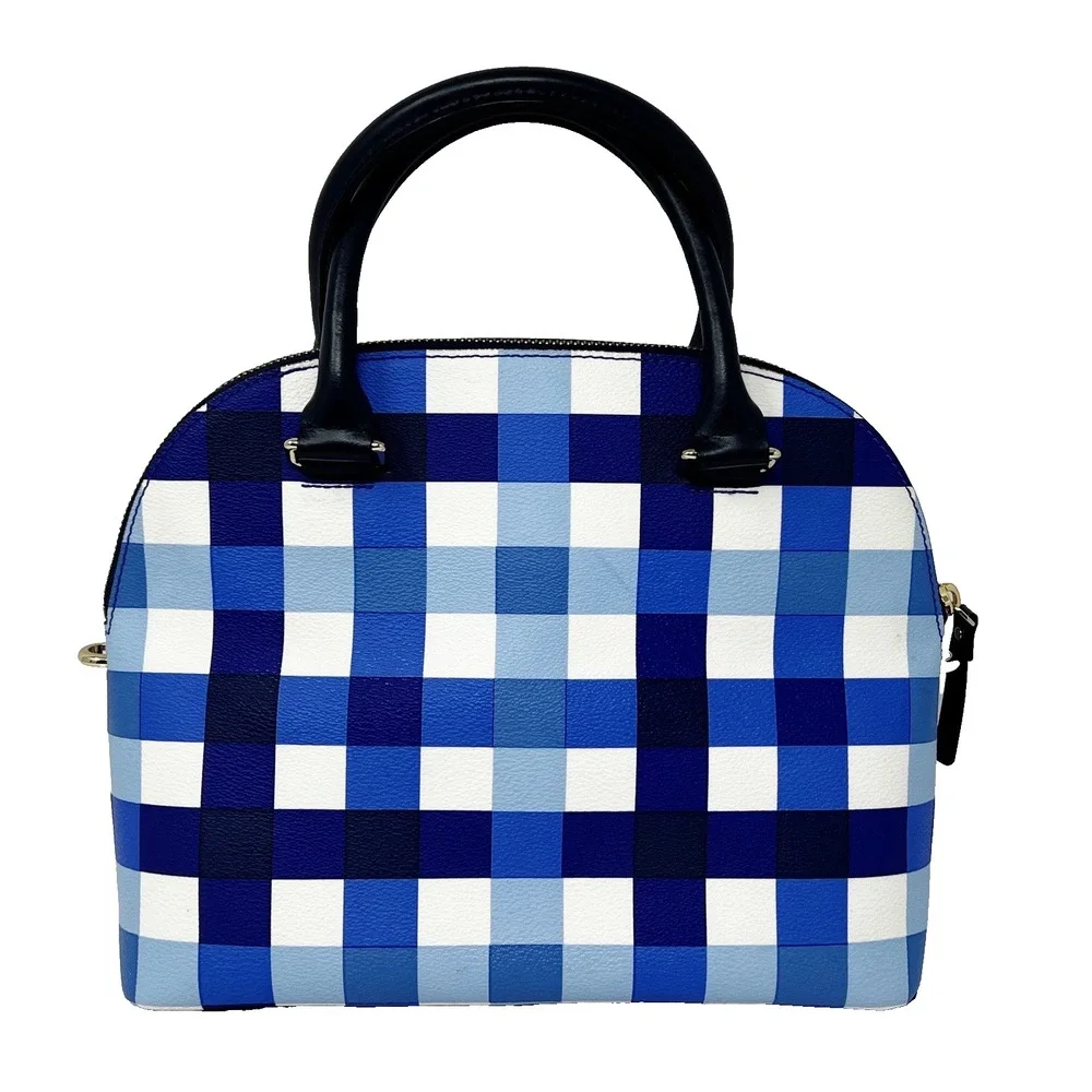Kate Spade Grove Street Carli Satchel & Matching Wallet Set Blue Pacific Gingham